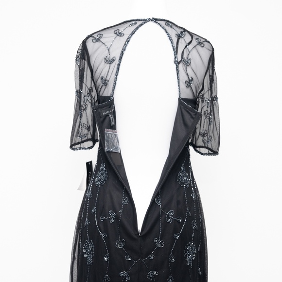 Adrianna Papell - Mesh-Sleeve Beaded Dress - Picture 13 of 13